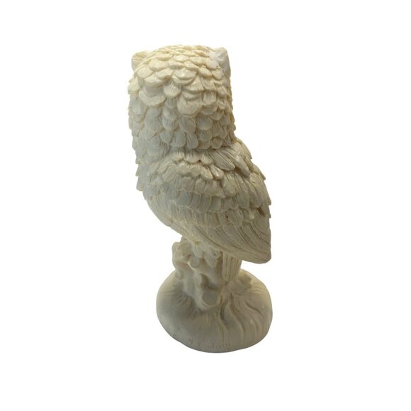 Vintage A. Santini Alabaster Cream White Owl Sculpture Made In Italy - Picture 3 of 6
